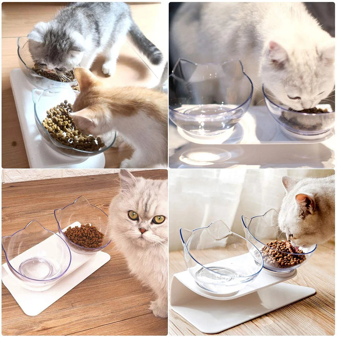 PurrfectElevate Pet FeedBowl - Ergonomic 15° Tilt Design, Transparent & Durable, Non-Slip Base - Ideal for Cats & Small Dogs