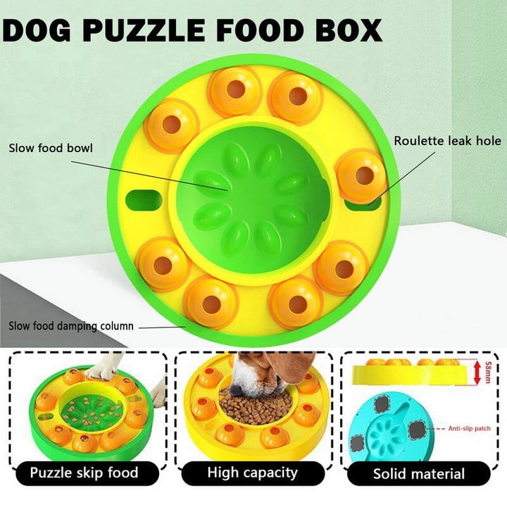 Pawzzle™ Pet Slow Feeder Spinner - Interactive Dog Puzzle Toy for IQ Training and Slow Eating - Durable and Non-Slip 