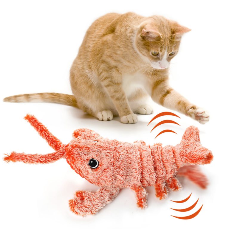 Interactive Lobster Pounce-N-Play: Fun cat and dog toy with USB charging, realistic design, and catnip compatibility.