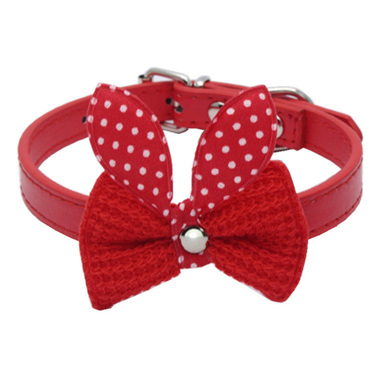 Pawfect Pup Bowtie Collar - Stylish adjustable dog collar with cute knit bowknot for small or medium-sized dogs"