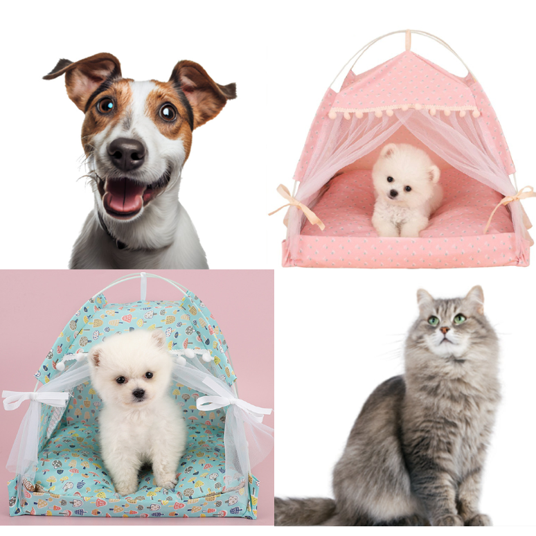 CozyPet™ Tent Bed House: Breathable, ,Portable, and Cozy Pet Bed with Removable Cushion - Perfect for Cats and Small Dogs