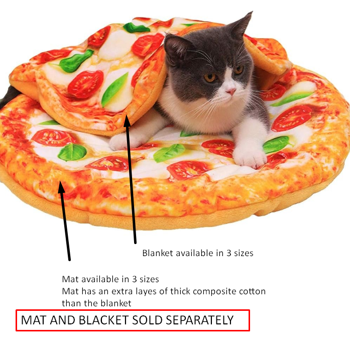 Cozy PizzaPaws Pet Bed & Blanket Set - Soft Plush, Simulation 3D Design, Machine Washable - Perfect for Cats & Small Pets