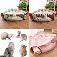 Interactive Collapsible Cat Tunnel Bed Fun Play Toy for Cats, Ferrets, Puppies Cozy and Durable - Portable and Easy to Clean