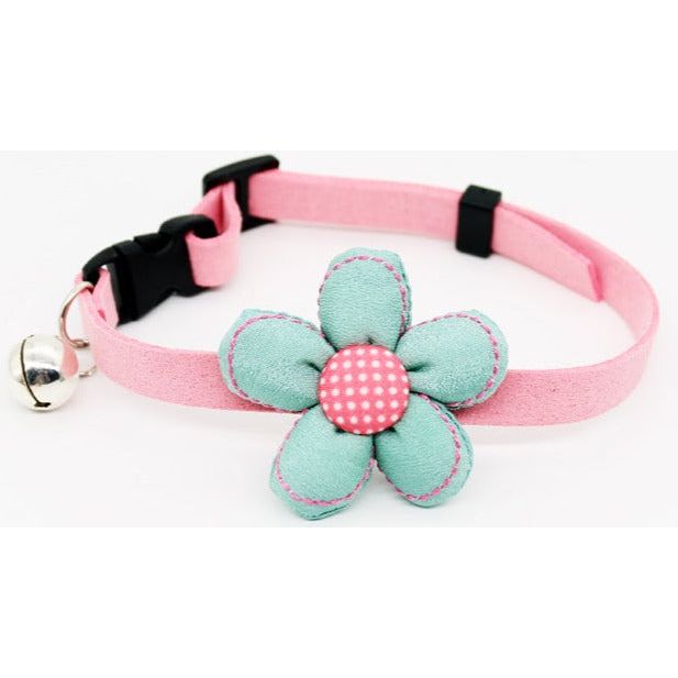 Stylish PurrBloom Pet Collar with Flowers & Bell - Small Dog & Cat Accessories for Safety & Fashion Durable Design