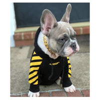 CozyStripe PetHoodie: Stylish & Warm Dog Hoodie for Small Breeds - Soft Fleece, Sleeveless Design, Fashionable & Comfortable