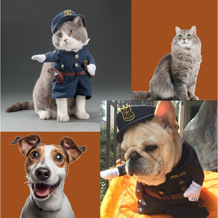 Pet Dog Cat Policeman Costume - Funny Halloween Christmas Cosplay Apparel for Small Dogs and Cats