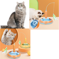 Feather Frenzy Interactive Cat Toy - Engaging Turntable, Roller Tracks, and Electric Teaser for Endless Playtime