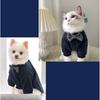 PawsomeCozy Pet Sweater - Warm Cotton Clothing for Dogs and Cats - Navy Retro Bow Tie Design