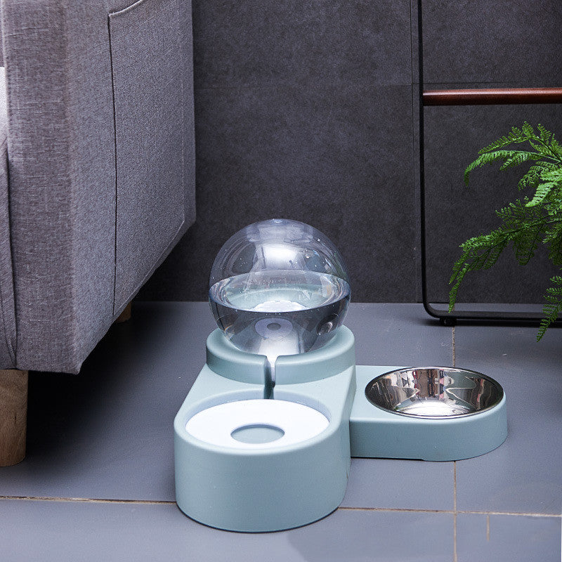 Stylish AquaFlow Ball Pet Fountain: Automatic water dispenser split design stainless steel bowl. Keep pets hydrated and happy