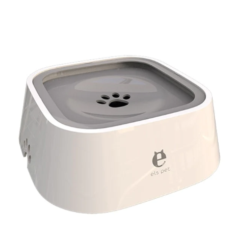 Spill-proof Pet Water Bowl | Floating Non-Wetting Design | 50oz Capacity | Hygienic ABS Plastic | Gray & Pink | Dogs & Cats