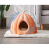 CozyPaw Pumpkin Pet Retreat Bed: Warm, Fluffy Cat and Dog Bed with Removable Cushion - Perfect for Winter Snuggles!"