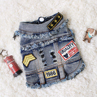 Pawsome Pet Denim Chic Vest - Stylish clothing for Pets Distressed denim with eye-catching patches. Machine washable.