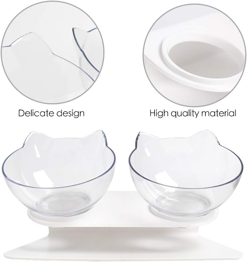 PurrfectElevate Pet FeedBowl - Ergonomic 15° Tilt Design, Transparent & Durable, Non-Slip Base - Ideal for Cats & Small Dogs