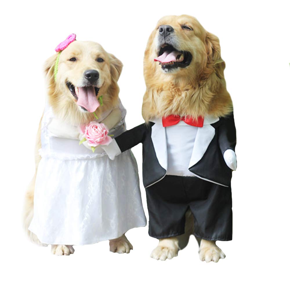 Elegant Dog Wedding Costume: Princess Dress or Tuxedo Suit for Small to Medium-sized Dogs