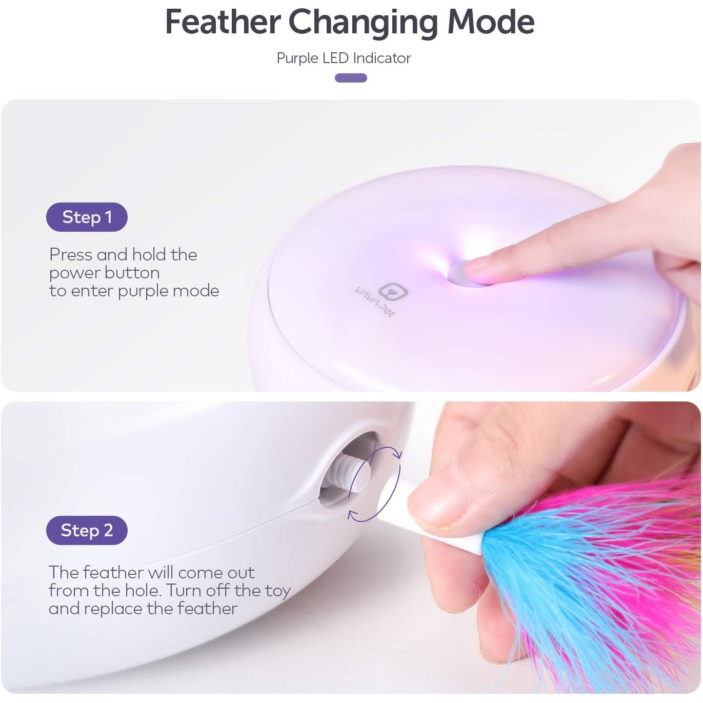 CattySpin Turntable Cat Stick Toy - Interactive and Fun Feather Teaser - Automatic Play Modes - Durable Design 