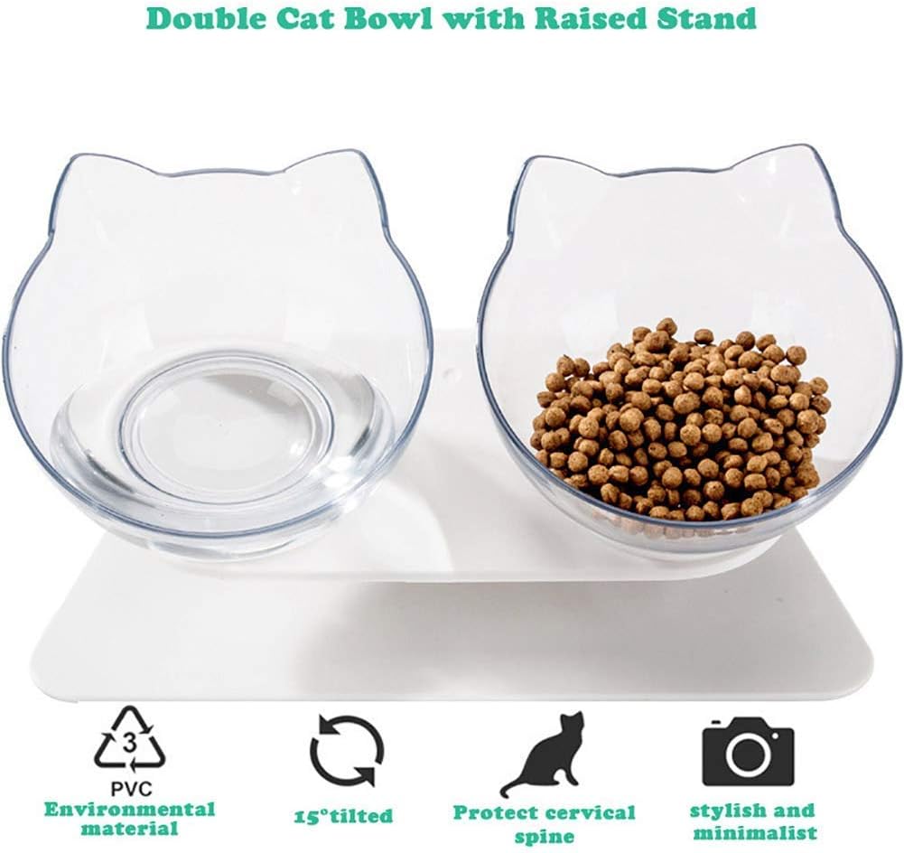 PurrfectElevate Pet FeedBowl - Ergonomic 15° Tilt Design, Transparent & Durable, Non-Slip Base - Ideal for Cats & Small Dogs