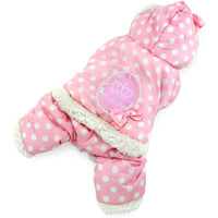 Stylish Polka Dot Princess CozyCoat for Pets - Warm, Cute, and Elegant Winter Snowsuit - Pink, Fleece-Lined, Water-Resistant