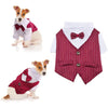 Elegant Pet Tuxedo for Dogs and Cats - Striped Vest, White Satin Shirt Bow Tie Perfect for Weddings and Formal Occasions