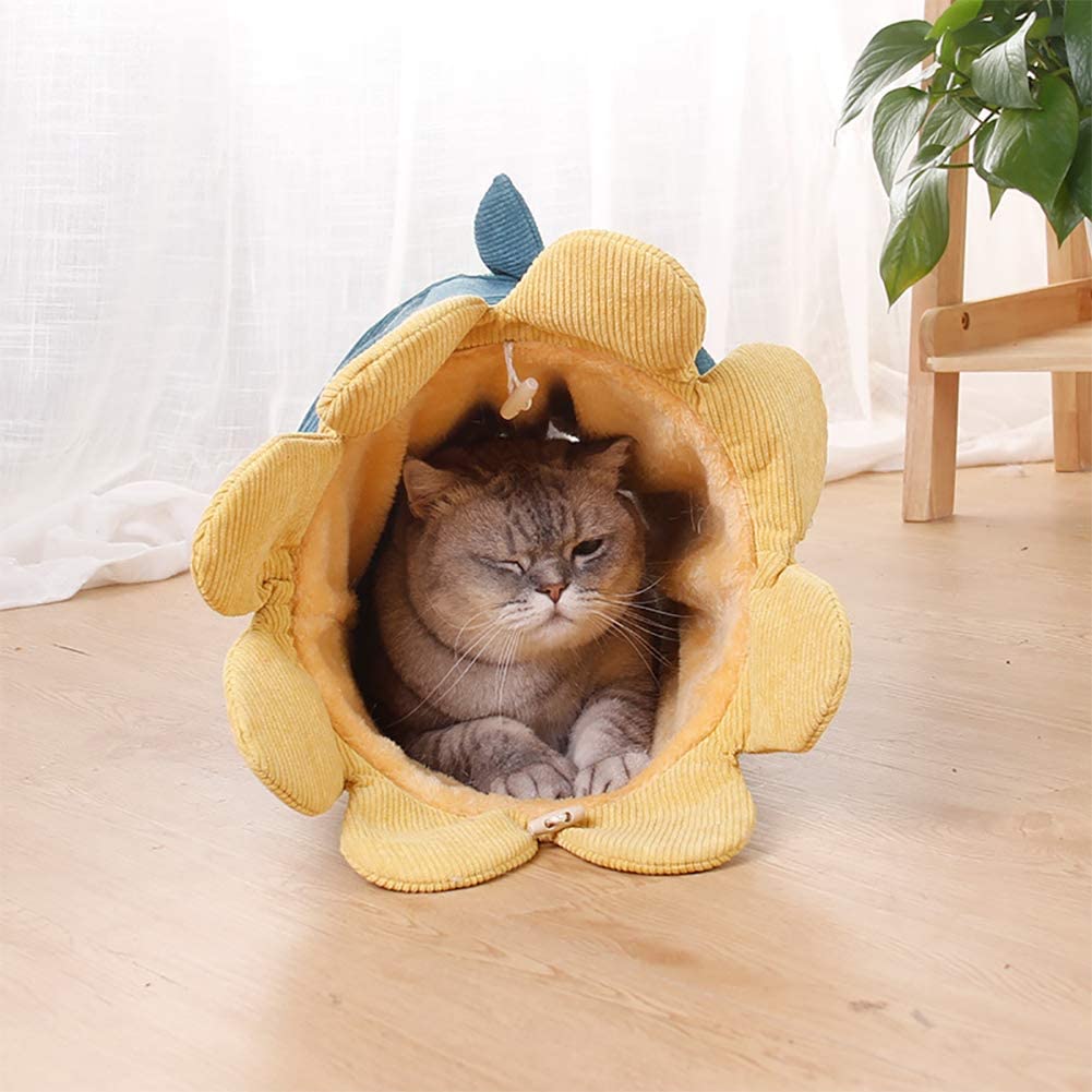 Cucatube Cozy-Collapse Tunnel: Interactive Cat Toy  Tube Bed in Vegetable Green Cucumber Shape - Plush Velvet Material