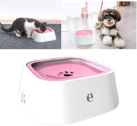 Spill-proof Pet Water Bowl | Floating Non-Wetting Design | 50oz Capacity | Hygienic ABS Plastic | Gray & Pink | Dogs & Cats