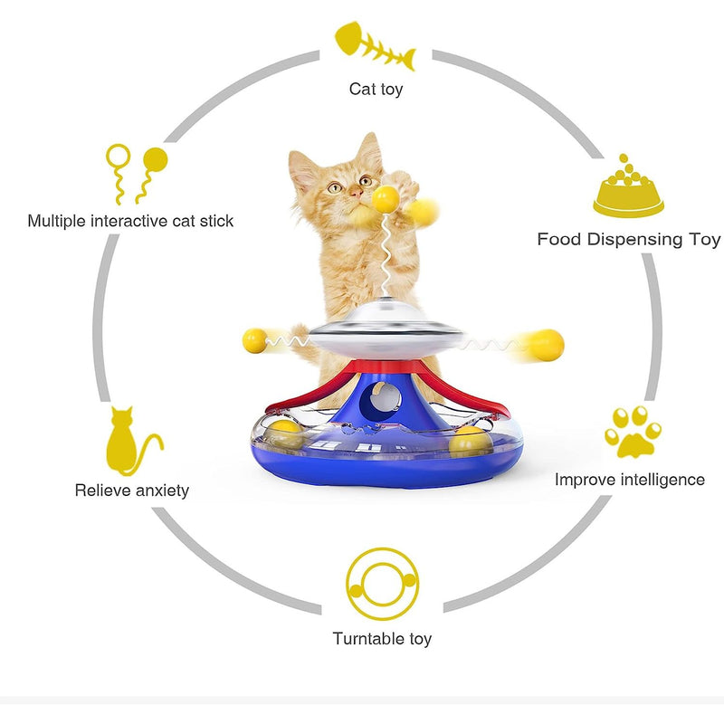 Multifunctional Cat Toy Windmill Turntable, Trackball, Food Dispenser, Interactive Stick  Engage & Entertain Your Kitty!