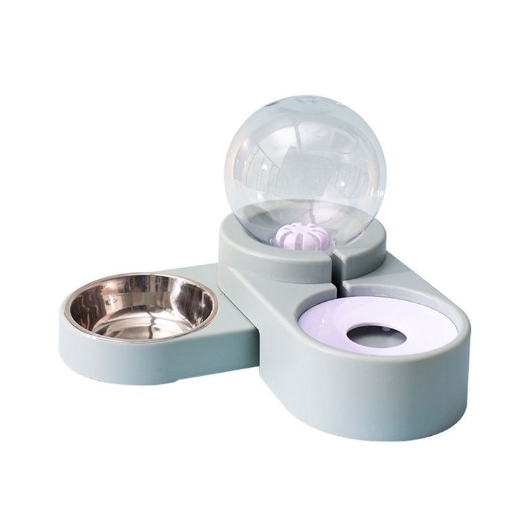 Stylish AquaFlow Ball Pet Fountain: Automatic water dispenser split design stainless steel bowl. Keep pets hydrated and happy