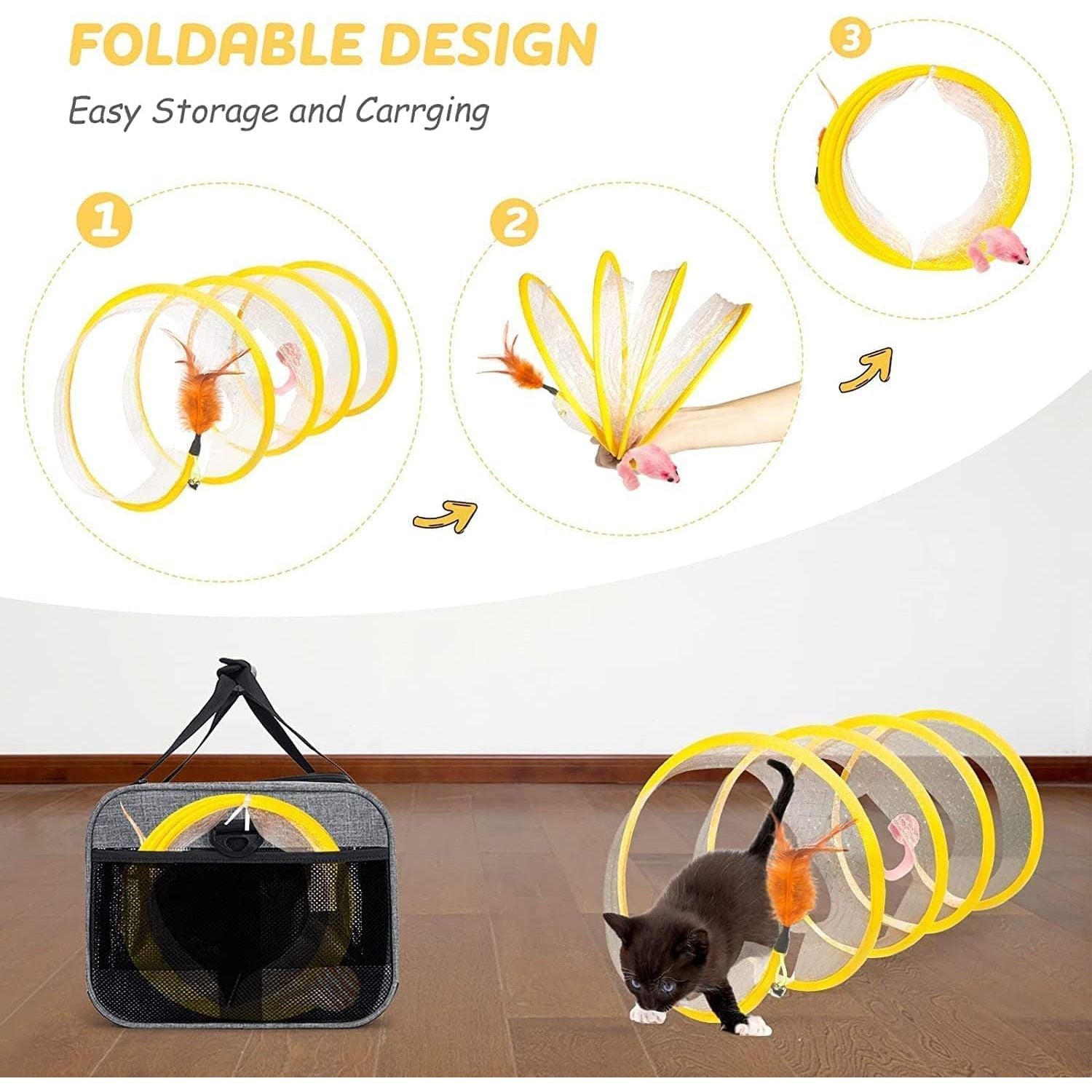 PurrfectPath ™ Fold & Play Cat Mouse Tunnel