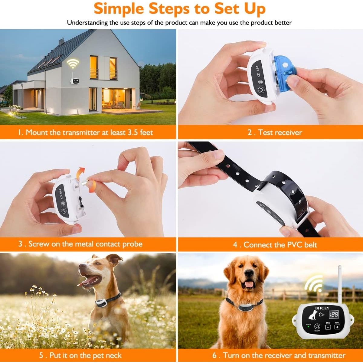 Wireless Electronic Pet Fence System - Reliable Containment for Dogs - Rechargeable Collar - Waterproof - Large Signal Range