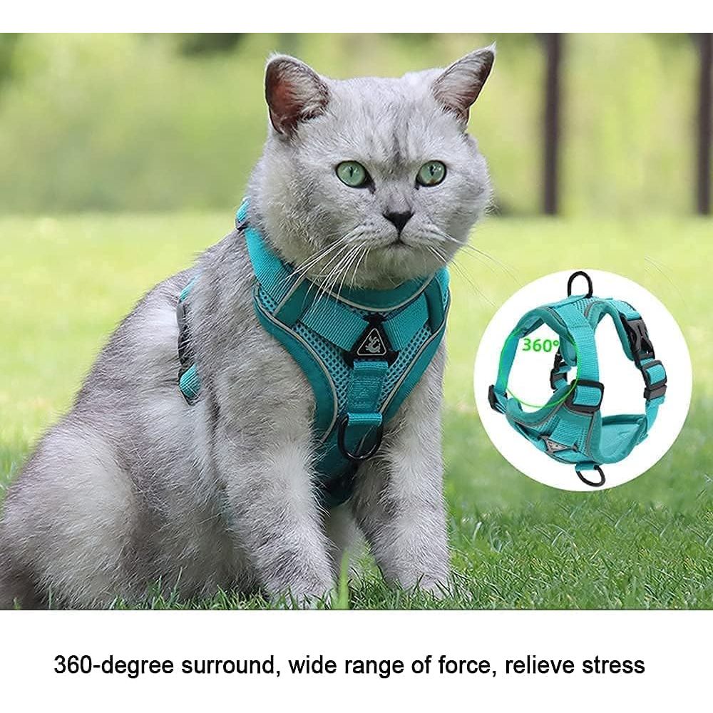 PurrfectPaws Escape-Proof Cat & Dog Harness Set Adjustable, Reflective, Durable - Ideal for Cats, Small Dogs - Outdoor Safety