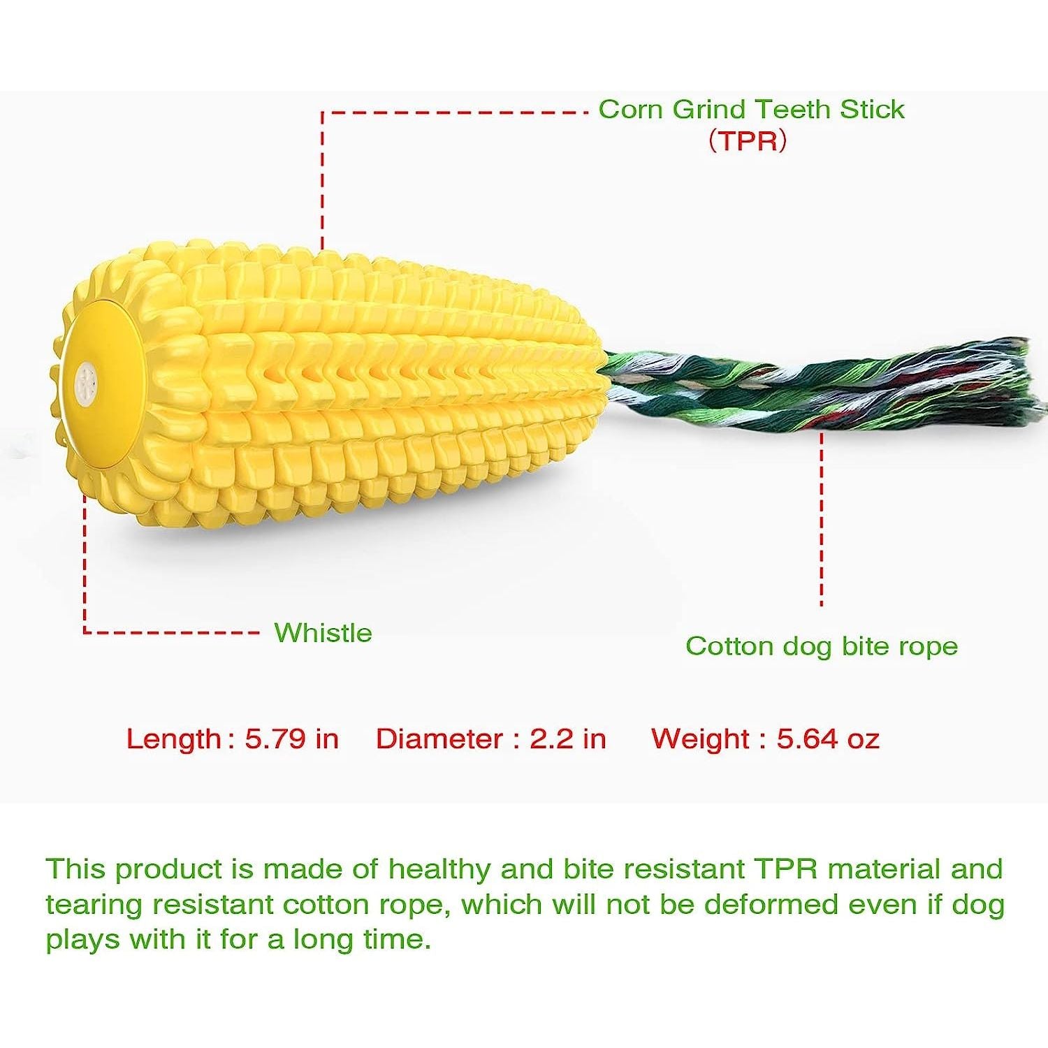 Interactive Corn Toy with Squeaker for Active and happy Dogs Durable & Safe for All Breeds