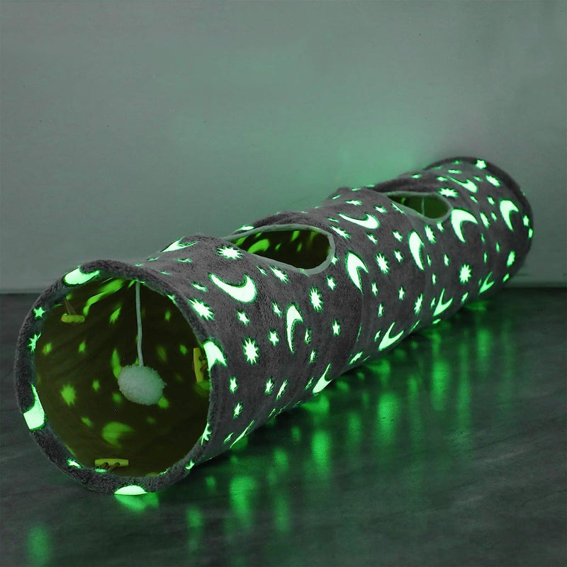 GlowPaws NightRoll Cat Tube - Collapsible, Self-Luminous, Plush Ball Toys - Engaging Fun for Cats, Dogs, and Small Animals