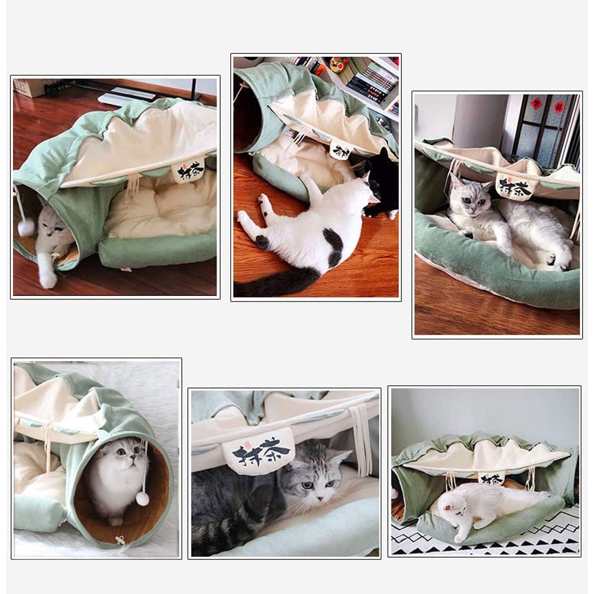 Interactive Collapsible Cat Tunnel Bed Fun Play Toy for Cats, Ferrets, Puppies Cozy and Durable - Portable and Easy to Clean