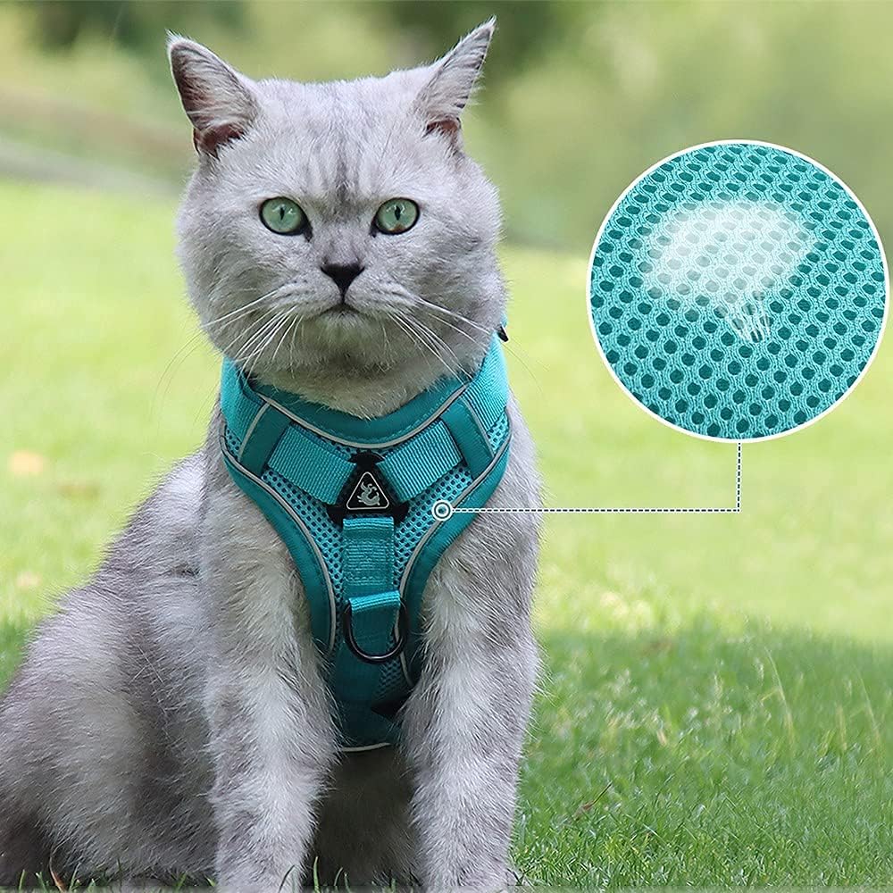 PurrfectPaws Escape-Proof Cat & Dog Harness Set Adjustable, Reflective, Durable - Ideal for Cats, Small Dogs - Outdoor Safety