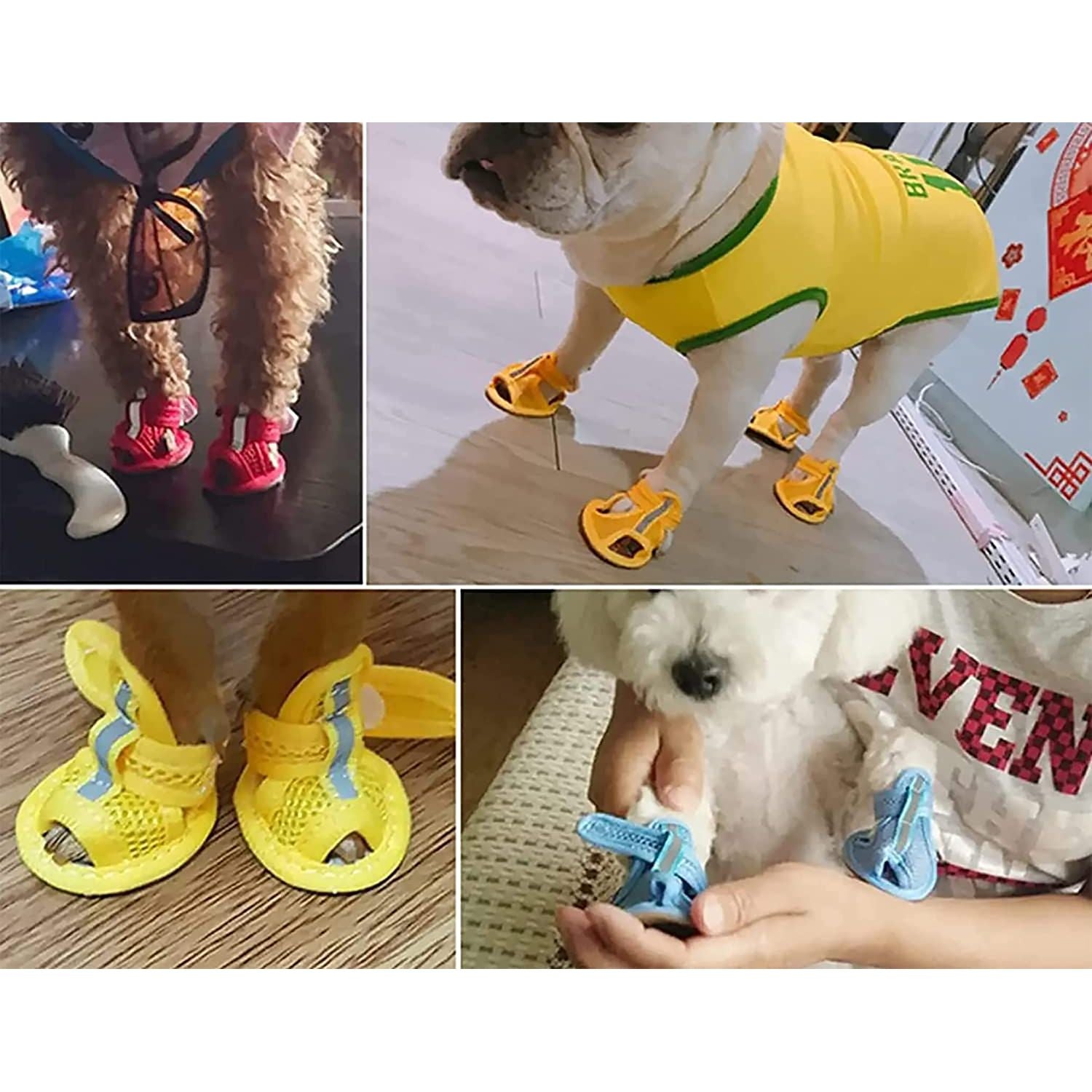 Reflective Dog Sandals | Breathable Mesh | Anti-Skid Boots | Paw Protector | Summer Pet Shoes