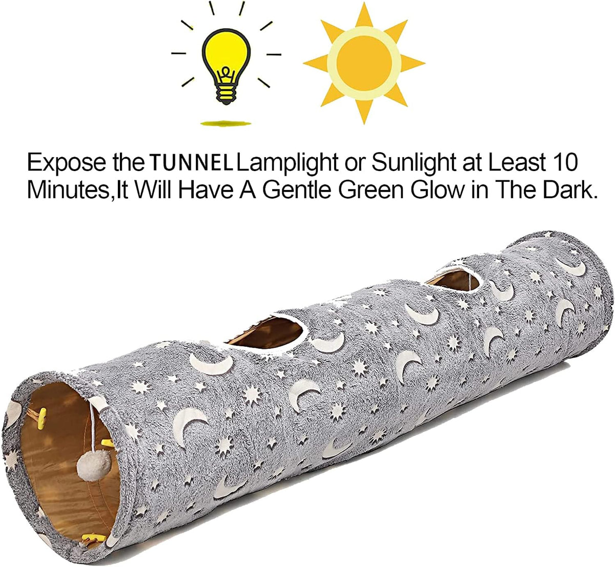 GlowPaws NightRoll Cat Tube - Collapsible, Self-Luminous, Plush Ball Toys - Engaging Fun for Cats, Dogs, and Small Animals