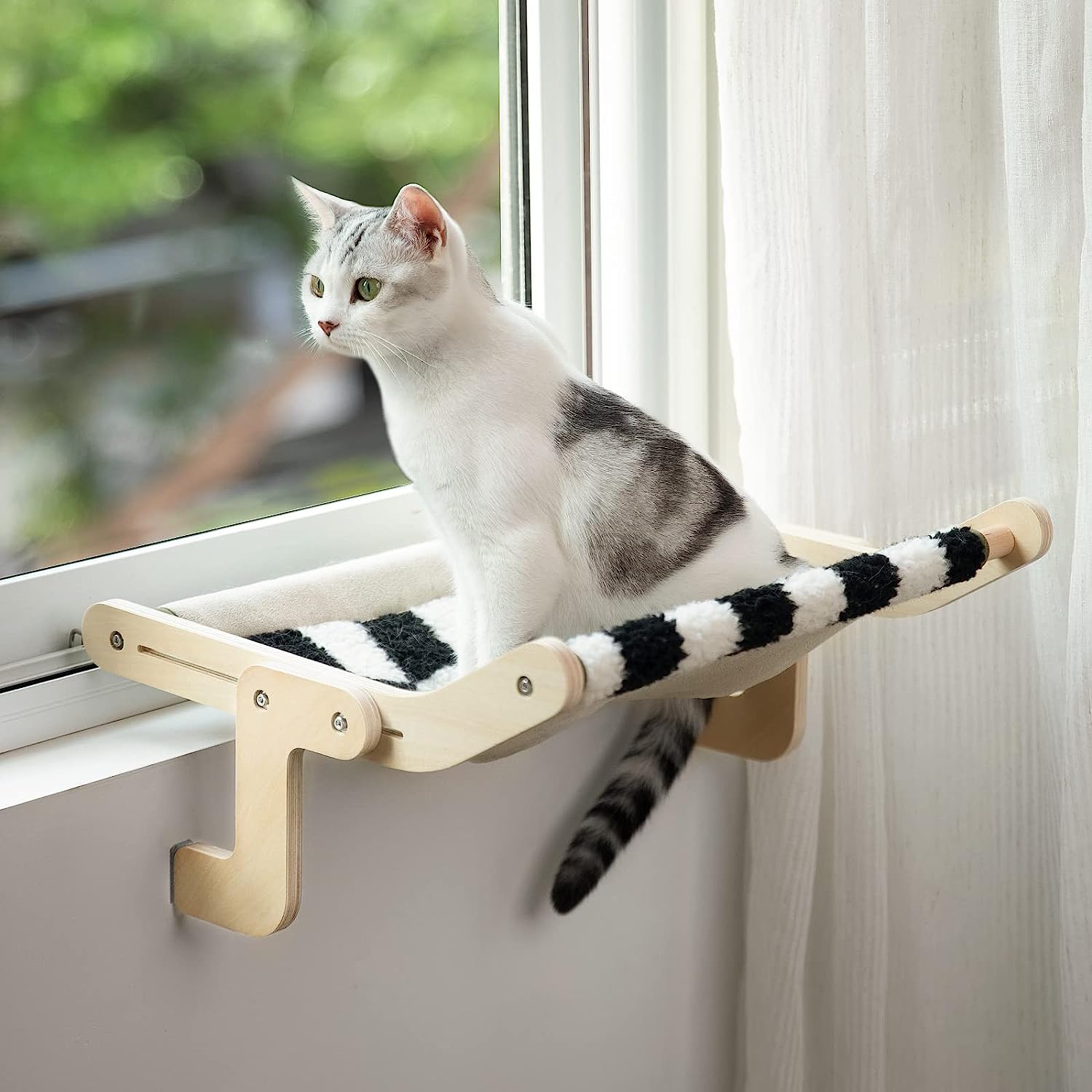 CozyView CatHang: Sturdy Window Perch with Reversible Mat - Comfortable and Durable Cat Hammock for Relaxation and Sunbathing