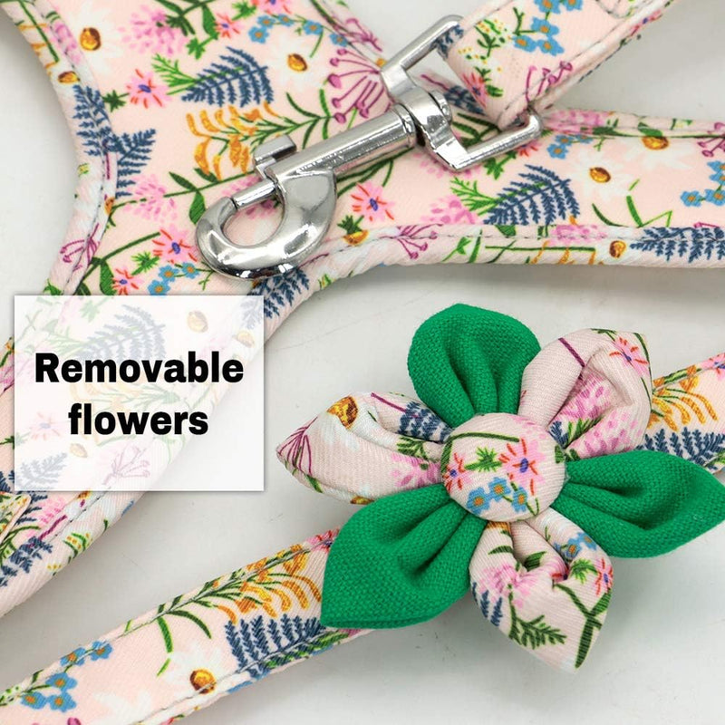 Flower Paws Harmony Set - Stylish Floral Dog Collar, Harness, and Leash for Comfortable Walks