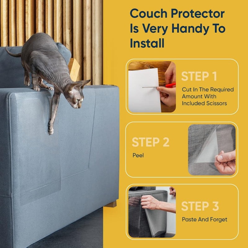 PawGuard™ SofaShield: Transparent cat claw protector for furniture, PVC material, easy installation