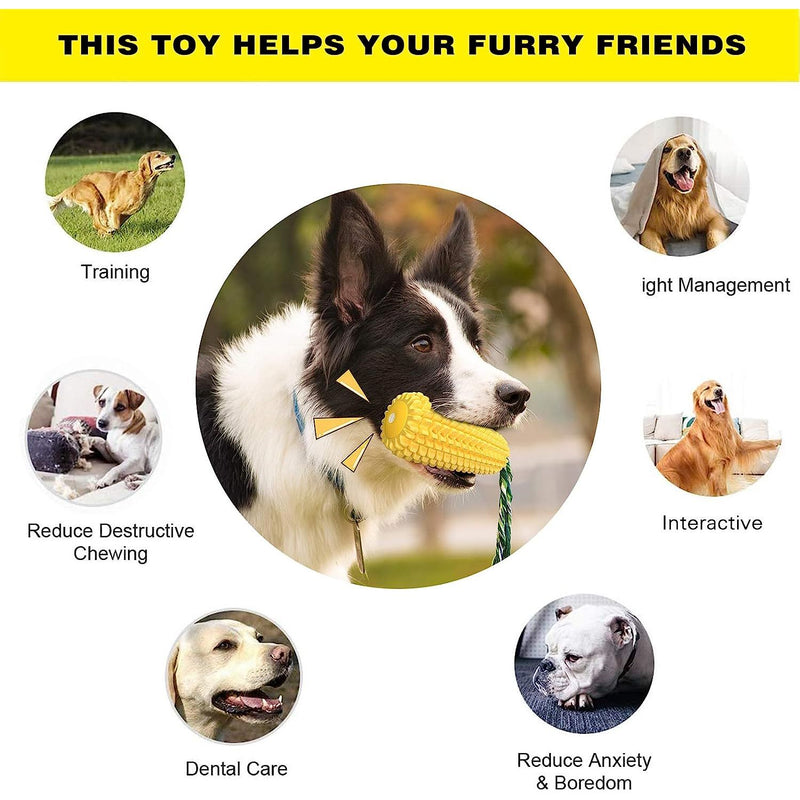 Interactive Corn Toy with Squeaker for Active and happy Dogs Durable & Safe for All Breeds