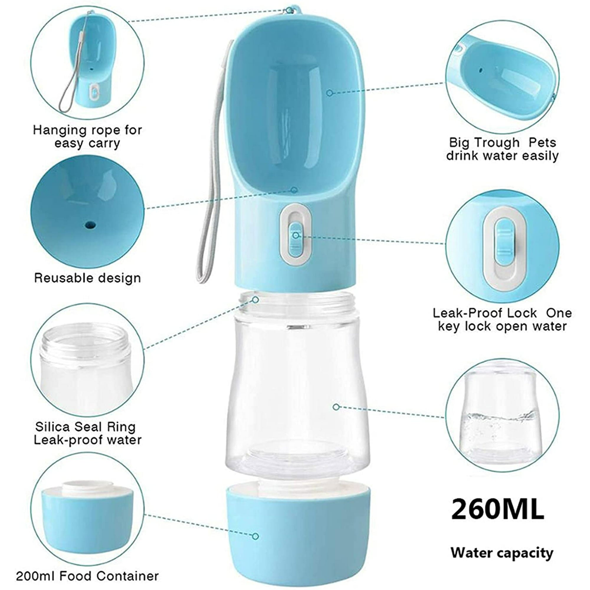 PawsQuench™ 2-in-1 Portable Pet Water & Food Bottle