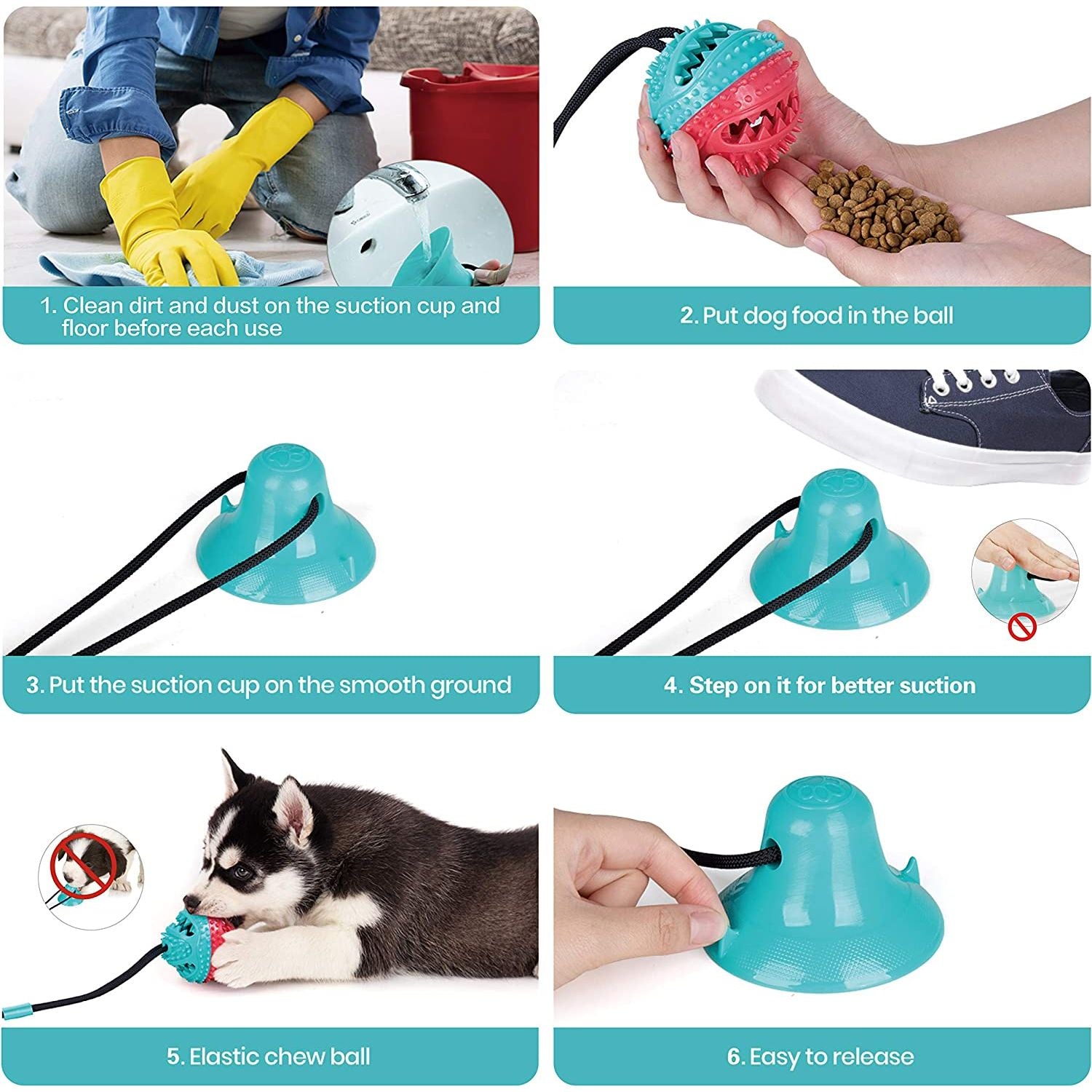 PawPlay SuctionTug Dog Toy - Interactive Rubber Chew Toy with Suction Cup for Teeth Cleaning and Anxiety Relief"