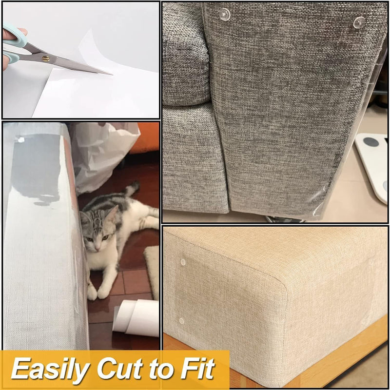 PawGuard™ SofaShield: Transparent cat claw protector for furniture, PVC material, easy installation