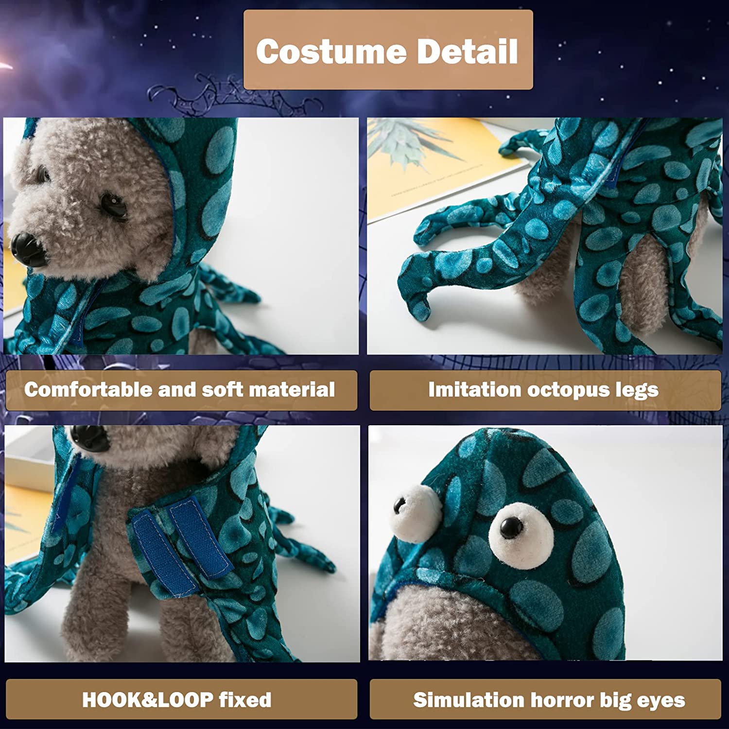 Octo-Dress-Up - Funny Halloween Pet Costume - Octopus Hoodies - Perfect for Dogs, Cats, French Bulldogs - Holiday Parties