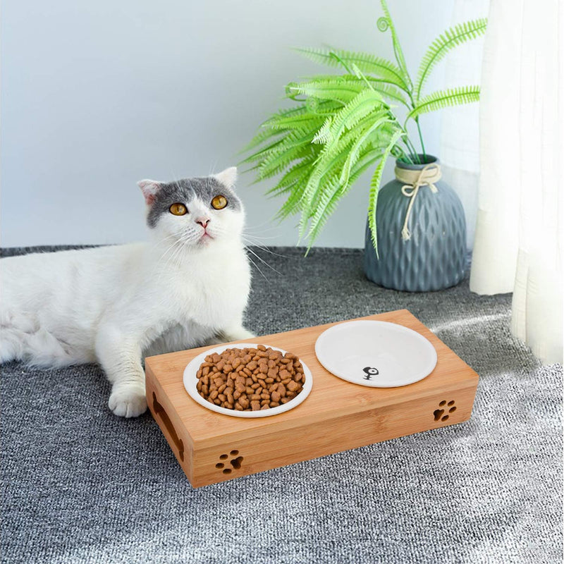 BambooPaws Pet Feast Station: Elevated bamboo frame  promoting healthy digestion and stylish dining for pets.