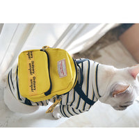 FrenchPup™ Fashion Kit: Striped T-Shirt, Dog Sweater, Jacket, Yellow Backpack for French Bulldogs & Small Dogs