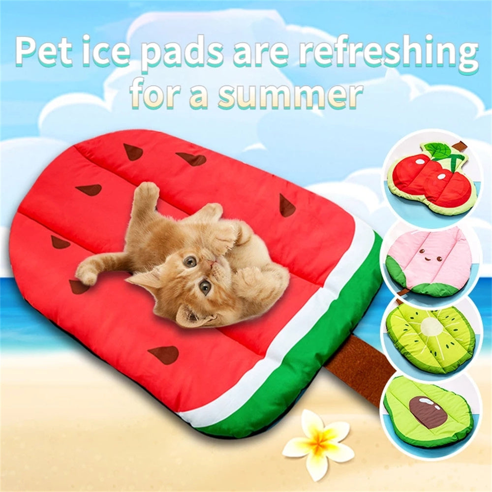 CoolPaws Chill Fruit Mat: Self-Cooling Pet Pad for Summer, Portable and Safe, Small-Medium Pets, Ice Silk Fabric