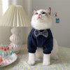 PawsomeCozy Pet Sweater - Warm Cotton Clothing for Dogs and Cats - Navy Retro Bow Tie Design