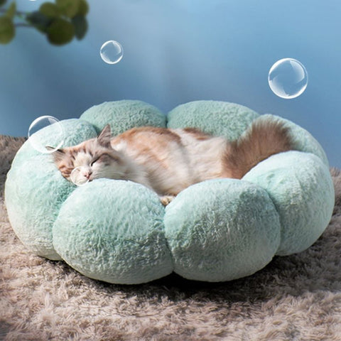 CozyFlower Pet Haven Bed: Warm & Luxurious Cotton Plush, Breathable Design | Ideal for Cats & Dogs