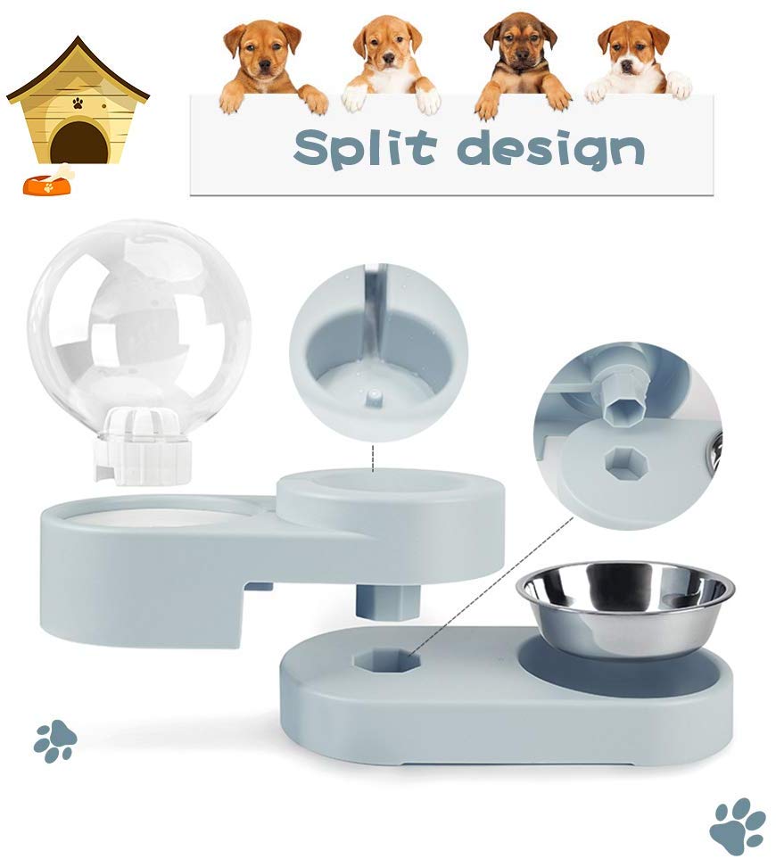 Stylish AquaFlow Ball Pet Fountain: Automatic water dispenser split design stainless steel bowl. Keep pets hydrated and happy