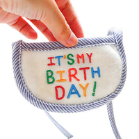 PartyPaws™ Bibtastic: Stylish pet bib  in blue and pink for birthdays and holidays.